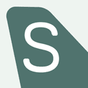 Slate Aviation app icon: a white S on a teal aircraft-tail mark.